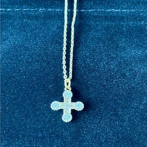 Gold Tone CZ Cross Necklace